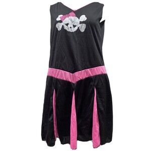 MONSTER HIGH CHILD COSTUME DRESS LARGE 10/12 Black Pink Skull VNeck